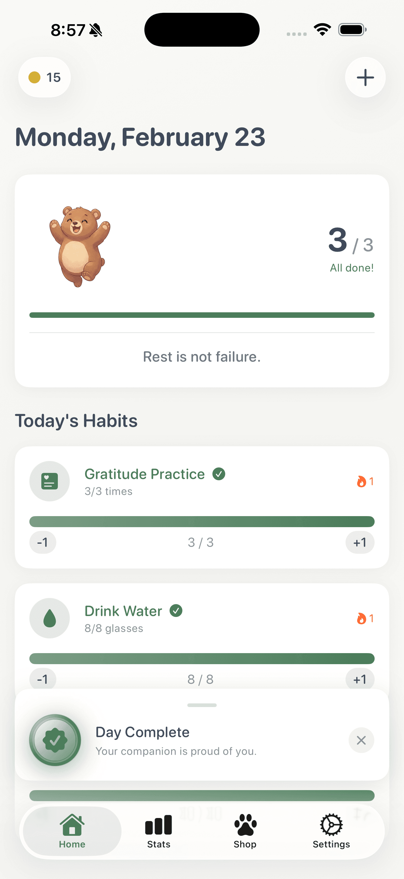 Koda home – all habits completed